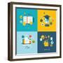 Set of Flat Design Concept Icons for Web and Mobile Phone Services and Apps-PureSolution-Framed Art Print