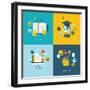 Set of Flat Design Concept Icons for Web and Mobile Phone Services and Apps-PureSolution-Framed Art Print