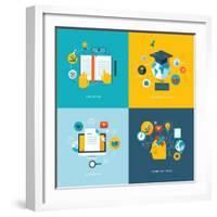 Set of Flat Design Concept Icons for Web and Mobile Phone Services and Apps-PureSolution-Framed Art Print