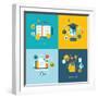 Set of Flat Design Concept Icons for Web and Mobile Phone Services and Apps-PureSolution-Framed Art Print