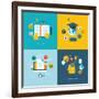 Set of Flat Design Concept Icons for Web and Mobile Phone Services and Apps-PureSolution-Framed Art Print