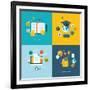 Set of Flat Design Concept Icons for Web and Mobile Phone Services and Apps-PureSolution-Framed Art Print