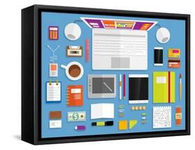 Set of Flat Design Icons. Mobile Phones, Tablet Pc, Marketing Technologies, Mobile Apps, Email, Vid-Ozerina Anna-Framed Stretched Canvas