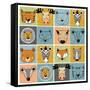 Set of Forest Animals/Tiger,Elk,Bear,Zebra,Lion,Fox,Wild Boar,Mouse,Wolf/Hand Drawn Vector Illustra-Eteri Davinski-Framed Stretched Canvas