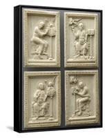 Set of Four Plates: the Evangelists and their Symbols-null-Framed Stretched Canvas