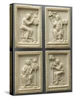 Set of Four Plates: the Evangelists and their Symbols-null-Stretched Canvas