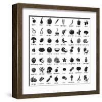 Set of Fruits and Vegetables Icons-strejman-Framed Art Print