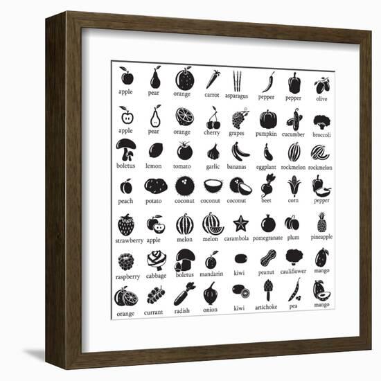 Set of Fruits and Vegetables Icons-strejman-Framed Art Print