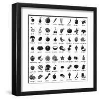 Set of Fruits and Vegetables Icons-strejman-Framed Art Print