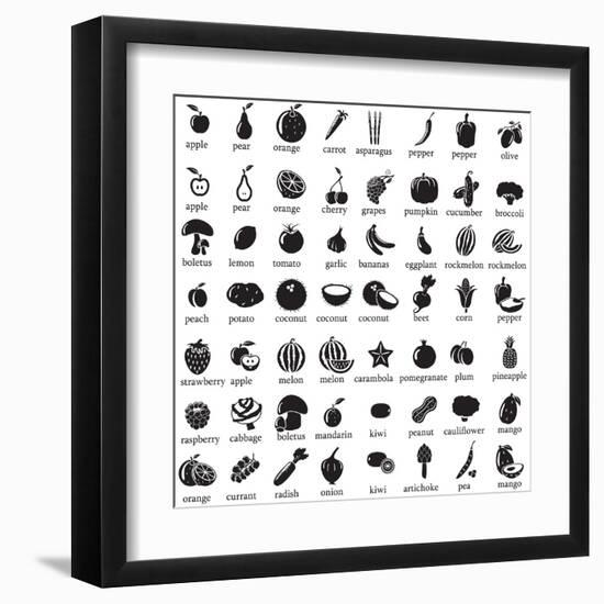 Set of Fruits and Vegetables Icons-strejman-Framed Art Print