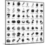 Set of Fruits and Vegetables Icons-strejman-Mounted Art Print