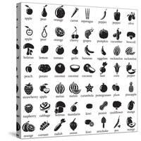Set of Fruits and Vegetables Icons-strejman-Stretched Canvas