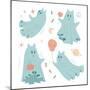 Set of Halloween Cats Ghost Characters in Mascarade Bedsheet Costumes and Other Holiday Symbols. Fl-Svetlana Shamshurina-Mounted Photographic Print