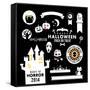 Set of Halloween Party Decoration Design Elements. Vector Illustration.-AntartStock-Framed Stretched Canvas