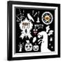 Set of Halloween Party Decoration Design Elements. Vector Illustration.-AntartStock-Framed Art Print