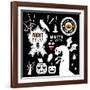 Set of Halloween Party Decoration Design Elements. Vector Illustration.-AntartStock-Framed Art Print