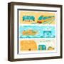 Set Of Horizontal Travel Banners In Retro Style-incomible-Framed Art Print