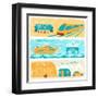 Set Of Horizontal Travel Banners In Retro Style-incomible-Framed Art Print