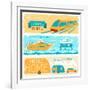 Set Of Horizontal Travel Banners In Retro Style-incomible-Framed Art Print