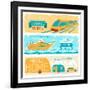 Set Of Horizontal Travel Banners In Retro Style-incomible-Framed Art Print