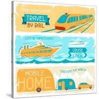 Set Of Horizontal Travel Banners In Retro Style-incomible-Stretched Canvas