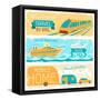 Set Of Horizontal Travel Banners In Retro Style-incomible-Framed Stretched Canvas