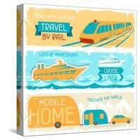 Set Of Horizontal Travel Banners In Retro Style-incomible-Stretched Canvas