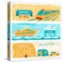 Set Of Horizontal Travel Banners In Retro Style-incomible-Stretched Canvas