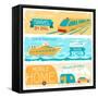 Set Of Horizontal Travel Banners In Retro Style-incomible-Framed Stretched Canvas