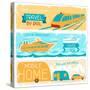 Set Of Horizontal Travel Banners In Retro Style-incomible-Stretched Canvas