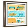 Set Of Horizontal Travel Banners In Retro Style-incomible-Framed Art Print