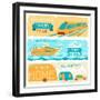 Set Of Horizontal Travel Banners In Retro Style-incomible-Framed Art Print