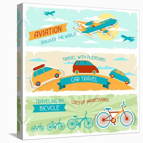 Set Of Horizontal Travel Banners In Retro Style-incomible-Stretched Canvas