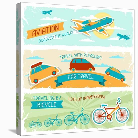 Set Of Horizontal Travel Banners In Retro Style-incomible-Stretched Canvas