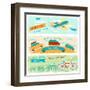 Set Of Horizontal Travel Banners In Retro Style-incomible-Framed Art Print