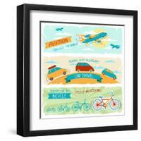 Set Of Horizontal Travel Banners In Retro Style-incomible-Framed Art Print