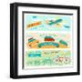 Set Of Horizontal Travel Banners In Retro Style-incomible-Framed Art Print