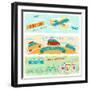 Set Of Horizontal Travel Banners In Retro Style-incomible-Framed Premium Giclee Print