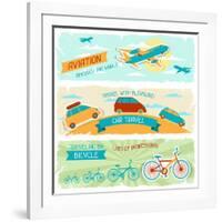 Set Of Horizontal Travel Banners In Retro Style-incomible-Framed Art Print