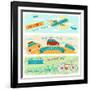 Set Of Horizontal Travel Banners In Retro Style-incomible-Framed Art Print