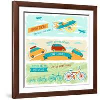 Set Of Horizontal Travel Banners In Retro Style-incomible-Framed Art Print