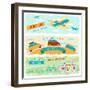 Set Of Horizontal Travel Banners In Retro Style-incomible-Framed Art Print