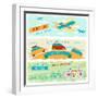 Set Of Horizontal Travel Banners In Retro Style-incomible-Framed Art Print