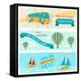Set Of Horizontal Travel Banners In Retro Style-incomible-Framed Stretched Canvas