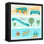 Set Of Horizontal Travel Banners In Retro Style-incomible-Framed Stretched Canvas