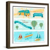 Set Of Horizontal Travel Banners In Retro Style-incomible-Framed Art Print