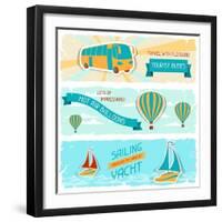 Set Of Horizontal Travel Banners In Retro Style-incomible-Framed Art Print