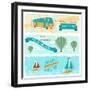 Set Of Horizontal Travel Banners In Retro Style-incomible-Framed Art Print