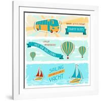 Set Of Horizontal Travel Banners In Retro Style-incomible-Framed Art Print