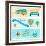 Set Of Horizontal Travel Banners In Retro Style-incomible-Framed Art Print